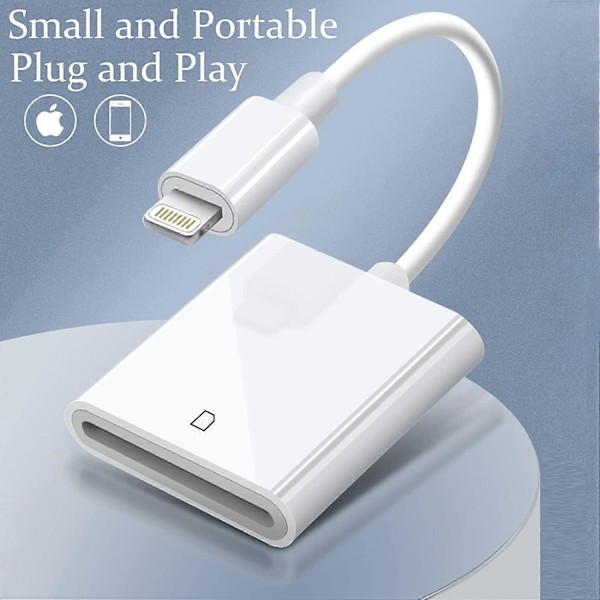 Apple Lightning till SD-kort Kamera Reader Adapter för iPhone iPad Kamera Trail Viltkamera Kortläsare för iPhone Mini, Ingen APP Behövs-Plug and Pl