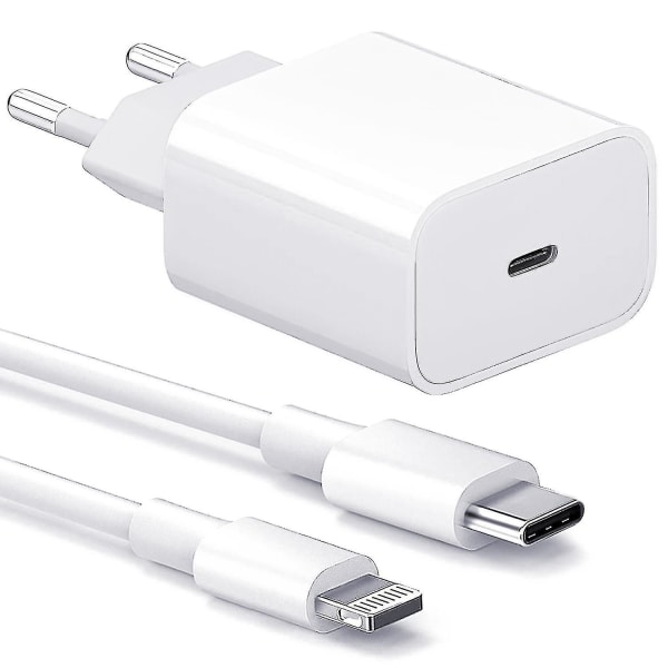 2-pack - Laddare Till Iphone - Snabbladdare - Adapter + Kabel 20w Vit 2-pack Iphone