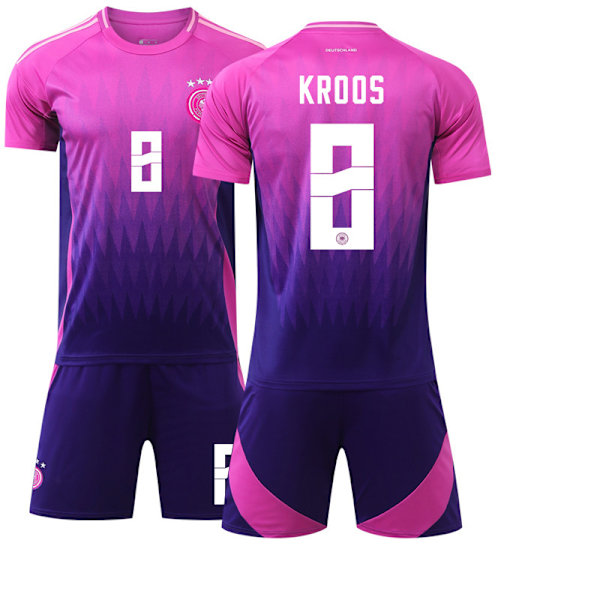 2024 Europamesterskab Fodboldtrøje Sæt Tyskland Udebanetrøje Pink Joshua Kimmich Nr. 6 Sæt Størrelse: 3XL