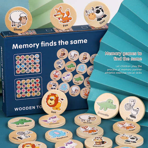 Træ Match Memory Spil Til Børn, Memory Matching Kort Pædagogisk Memory Matching Spil