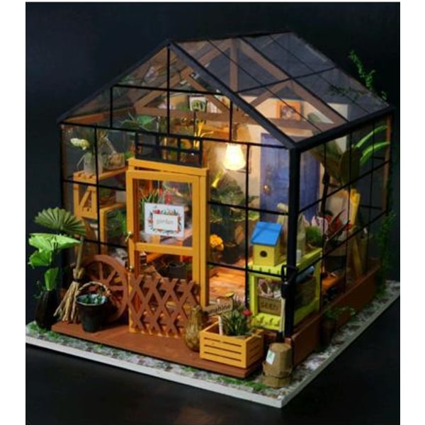 Håndlavet DIY hytte fødselsdagsgave til piger, kreativ Kathy blomsterhus 3D puslespilmodel tredimensionelt puslespil