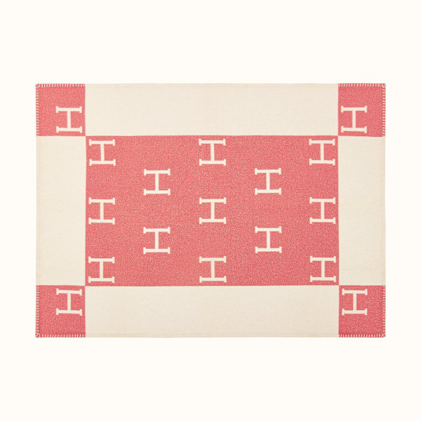 Rutete H-formet teppe Kasjmirblandet heklet Bærbar 130*180cm, rosa