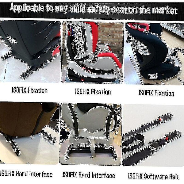 Universaali auton lastenistuimen kiinnityssarja Isofix-vyöliittimelle, musta