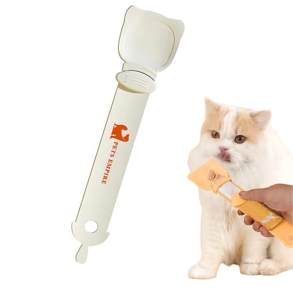 Kattestrimmelføder og foderblandingsske, Katte Stribe Klemme Ske Multifunktionel Slikbar Godbid Fodringsdispenser til Katte Flydende Snack Vådfoder