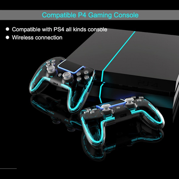 Passar till PS4 spelkonsol Bluetooth trådlös handkontroll med RGB-ljus programmerbar bakknapp PC PC Android spelkontroll