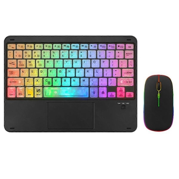 Transparent Fargerikt Lysende Bluetooth-Tastatur 10-Tommers Bakbelyst Bluetooth-Tastatur Egnet for Ta
