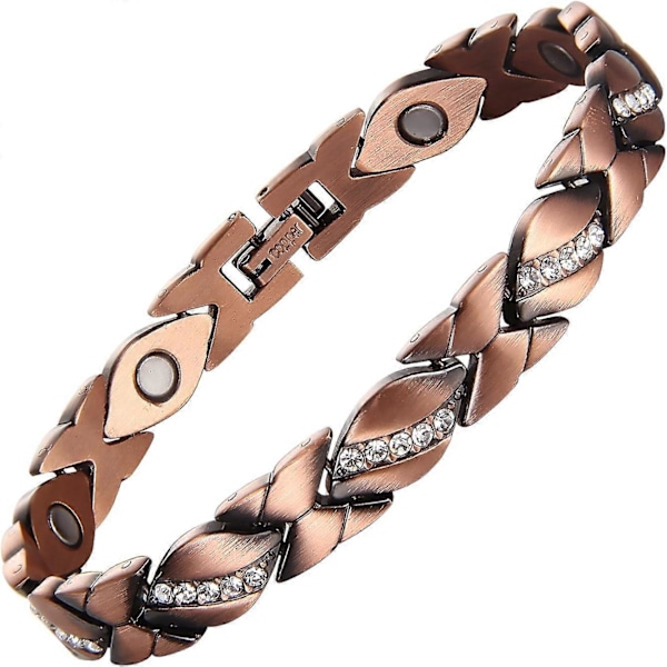 Rent Kobber Magnetisk Armbånd til Kvinder Kobber Armbånd med 3500 Gauss Magneter Justerbar (Kobberkrystal)