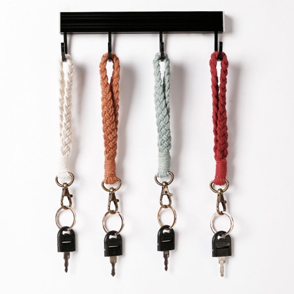 Key Fob Lanyard Handgjord stickad hängsmycke Icke-blekning slitstark prydnad DIY Vävning Rep Chain K