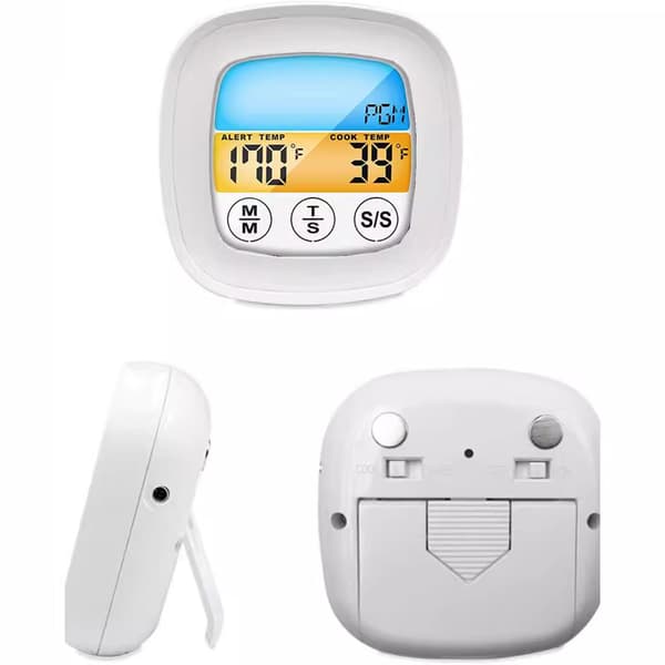Elektronisk grilltermometer timer touch grilltermometer køkken farveskærm madtermometer kød alarm