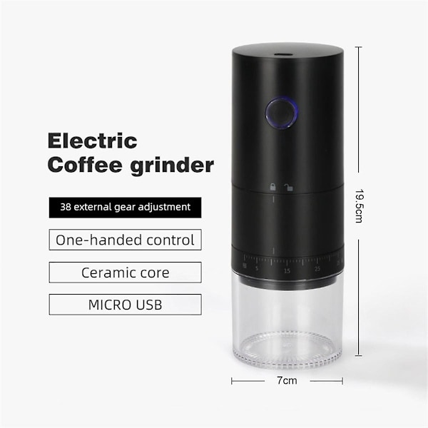 Elektrisk kaffekvarn med extern justering USB Kaffekvarn Automatisk kaffebönskvarn f