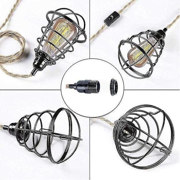 Gör-det-själv-hängande lampa med hamparep, textilkabel, hängande lampa 3e27 med strömbrytare och kontakt, retrolampa 9 meter kabel, lampa för matbord, kafé, Li