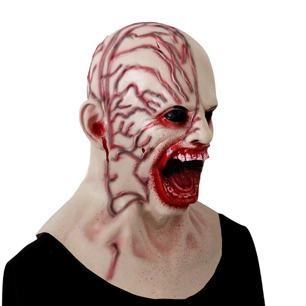 Zombie Mask Hoveddæksel Halloween Åben Mund Vampyr Cosplay Bloody Horror Mask Fest Kostume Rekvisitter