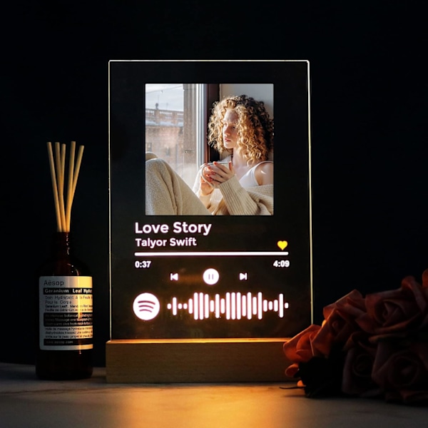 Personlig Plakette, Musik Kode Ramme Brugerdefineret Sang Glas Kunst, Voksen Borddekoration Stue Seng Bryllupsgave Bedste Ven Far Mors Dag