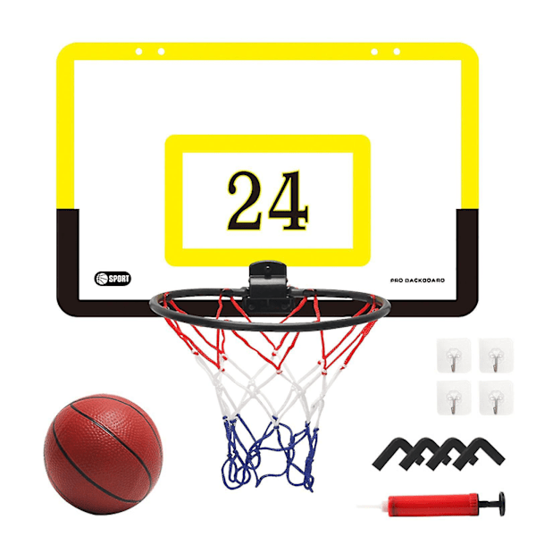 Transparent Hängande Dörr Basketkorg Punch-free Mini Basketkorg Med 1 Korg Nät 4 Krokar 1 Basketboll