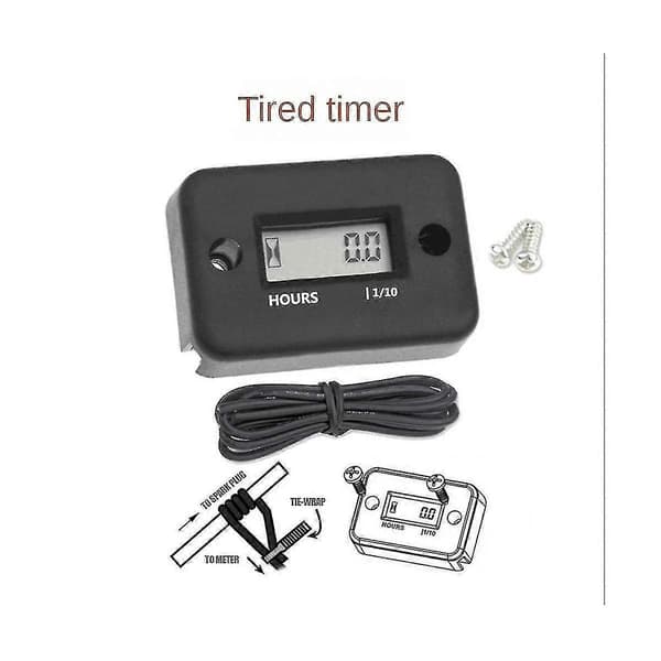 Vandafvisende LCD-display Digital Timer Inductiv Timer til Motorcykel ATV Snemobile Motor, Sort