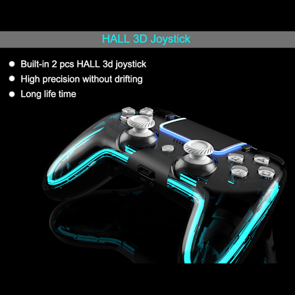 Passar till PS4 spelkonsol Bluetooth trådlös handkontroll med RGB-ljus programmerbar bakknapp PC PC Android spelkontroll