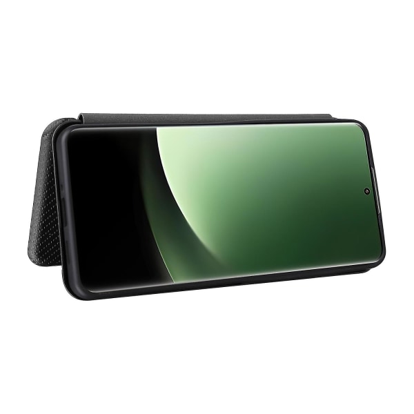 Xiaomi 13 Ultra Pu -nahkaiselle phone case hiilikuiturakenne jalustan korttipaikan cover - vihreä