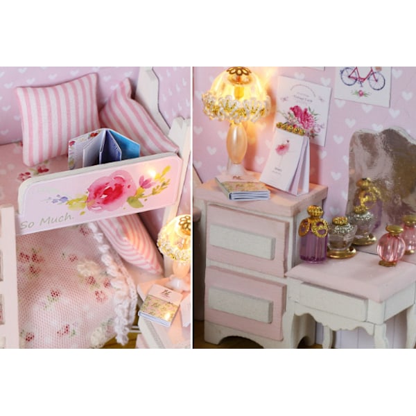 DIY-stuga handgjord kreativ prinsesshusmodell kreativ presentfigur, kreativa tredimensionella prydnader, f