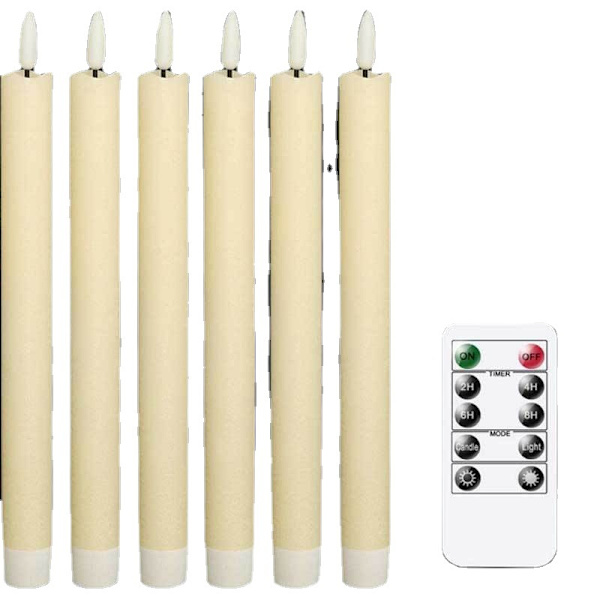 6-pack Batteridrivna LED-ljus med Fjärrkontroll och Timer, Riktigt Vax med Flimmerande Varmvitt Ljus