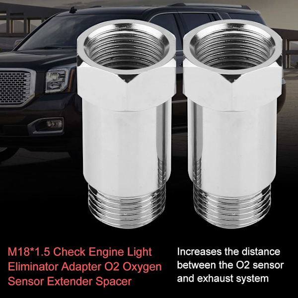 O2-sensorafstandsholder, iltsensorafstandsholder, 2 stk. 45 mm M18 1,5 Check Engine Light Eliminator Adapter