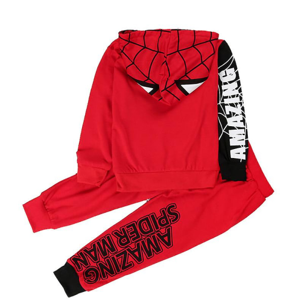 Børn Drenge Spiderman Træningsdragt Hættetrøje Top + Bukser Casual Outfit Sæt