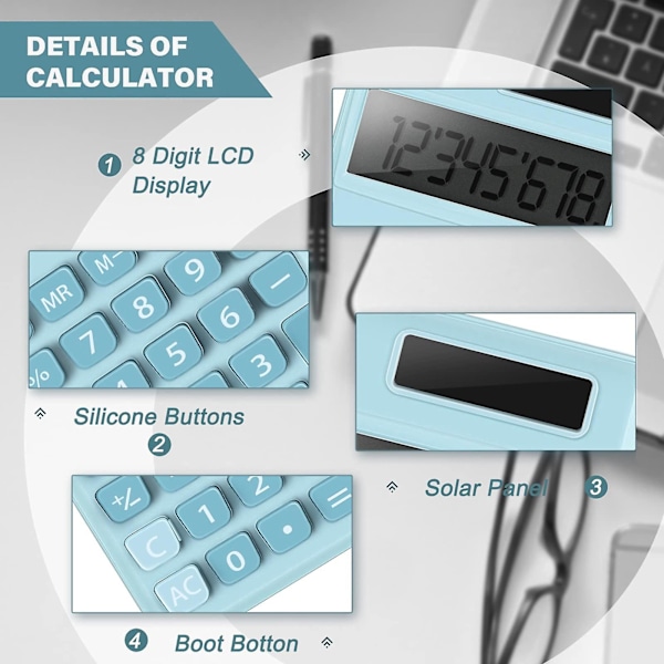 3 kpl Mini Laskin Taskukokoinen Laskin Sähköinen Digitaalinen Pöytälaskin 8-numeroisella LCD-näytöllä