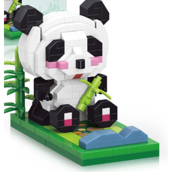 Tilfældigt 2-delt sæt af pædagogiske byggeklodser, panda-serie legetøjsornamenter, julegaver, mikro-partikel pædagogiske byggeklodser