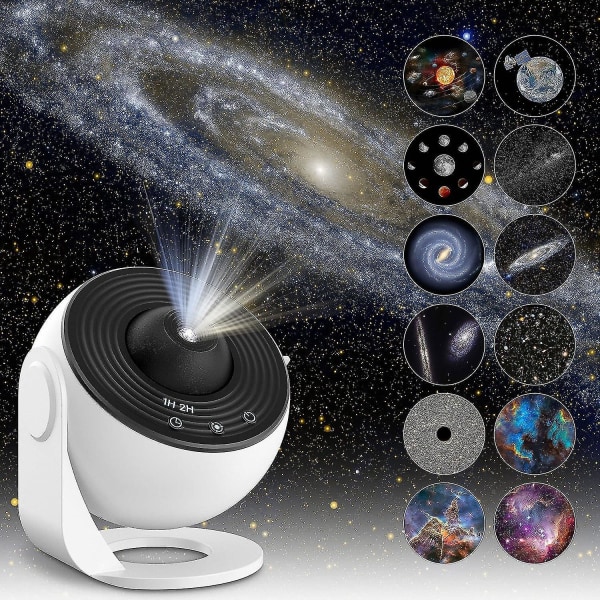 Planetarium Star Projector, Galaxy Projector, Realistic Starry Sky Night Light med 12 filmdiske, Solar Syst