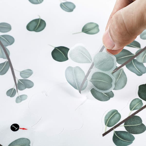 Vægsticker stue, grønne planter eukalyptus vinstok blade