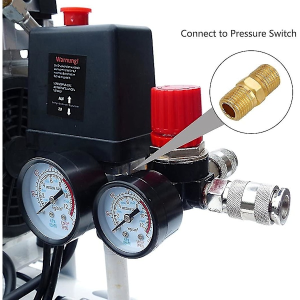 Lufttrykkregulator Treveisventil 175psi 12bar 1/4 Tommers Lufttrykkmålerregulator For Kompressor (ny 3-veisventil)