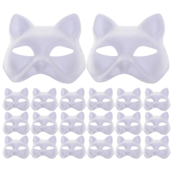 20st Blank Cat Masks Paper Blank Masks Diy Handmålade Cat Masks Rekvisita svart M