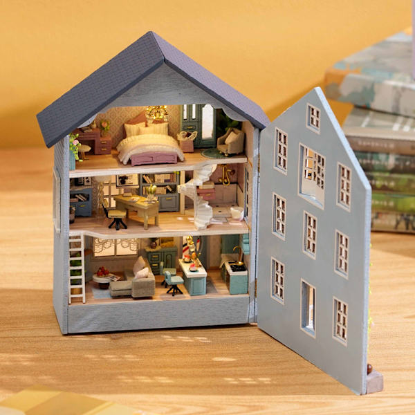 1 stk. miniature scene mini Molan Manor samling håndlavet DIY lille hus Zhiqu House kreativt børns