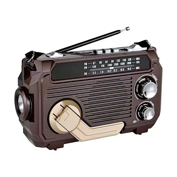 Radio Håndsveiv kraftgenerering Solcellelading Trippelbånd Bluetooth Kort MP3 Multifunksjonsradio (tilfeldig farge)