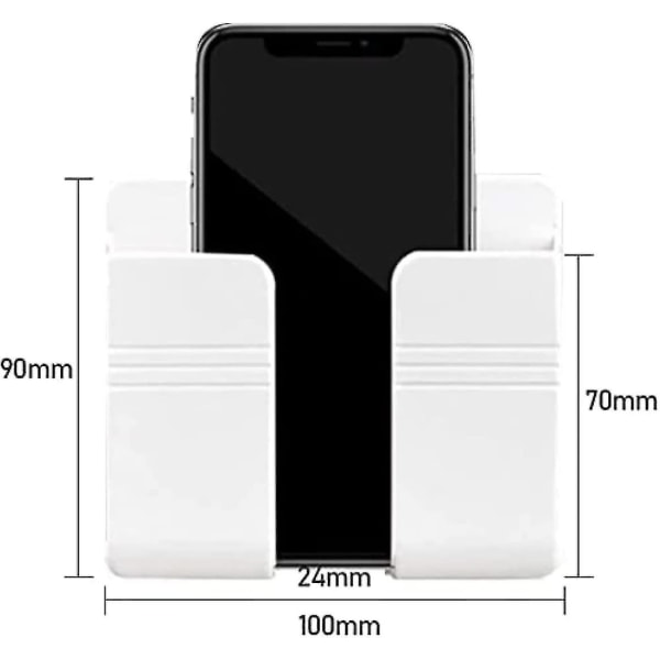 2-pak vægmonteret mobiltelefonopladerholder, 3 m selvklæbende vægstativ til fjernbetjening (hvid)