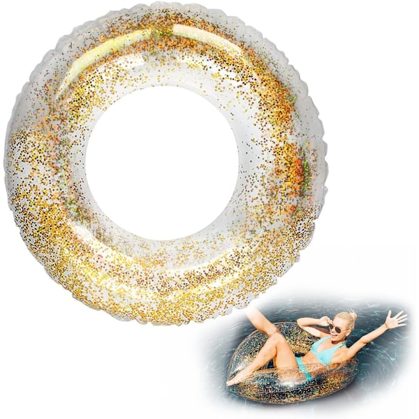 Badring transparent badring blinkande vuxen badring uppblåsbar badring sommar simning strand simbassäng leksaker