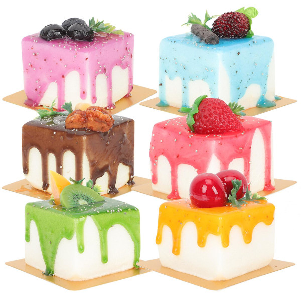 6st konstgjorda tårtmodeller Falska molds Simulerade dessertrekvisita Magnetiska tårtkylskåpsmagneter