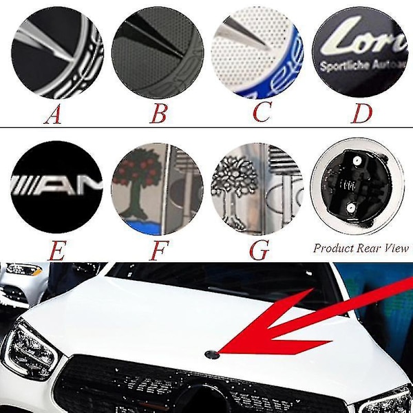 57 mm:n auton etumerkin logo Amg W211 W205 W212 W213 W123 W176 W201 W210 W202 Glc Gla Glb Gle Cla Cls -tarvikkeet