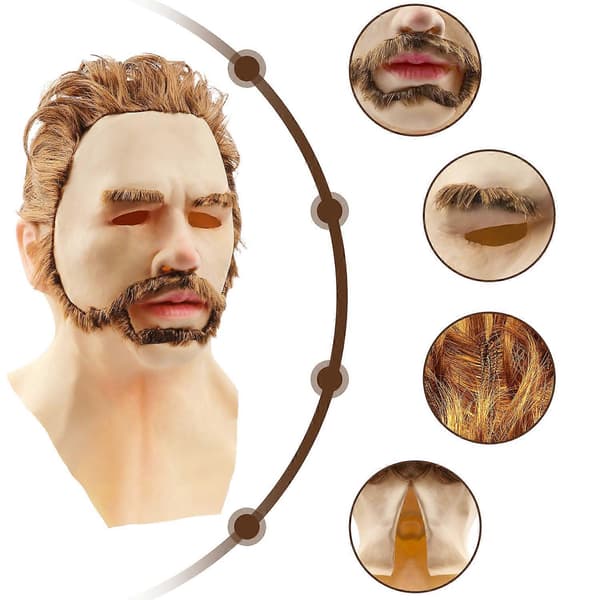 Halloween Latex Ung Mann Ansiktsdeksel Hodeplagg For Maskerade Halloween Hodeplagg Rekvisitt