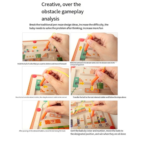 Magnetisk färg- och nummerlabyrint, leksaker för barn från 3 år, träpussel aktivitetsbräda, lärande utbildning