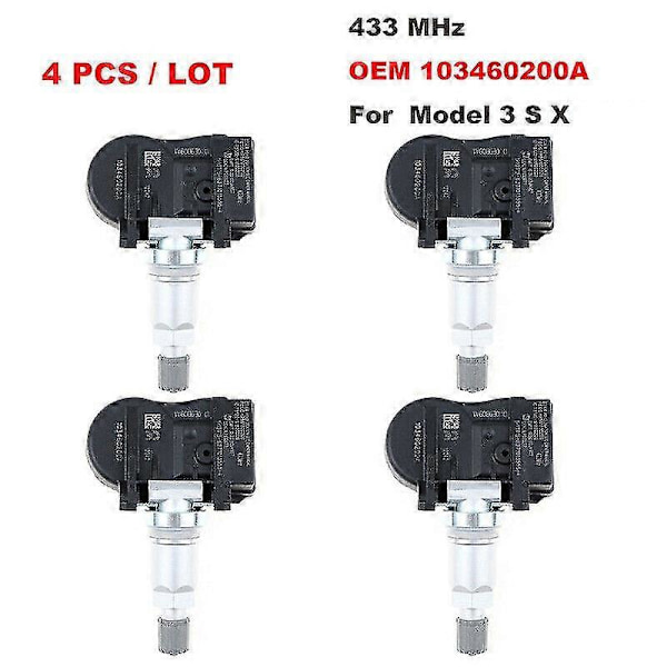 1 Set med 4 Tpms 433mhz Däcktryckssensorer för Model S Model X Model 3 1034602-00-a 103460200a