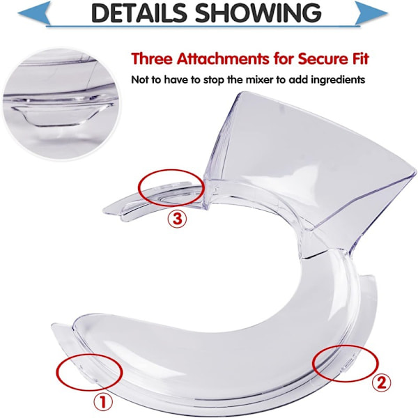 4,5 & 5 QT Hældeskjold til KitchenAid Stand Mixer, KN1PS, KSM500PS, KSM450