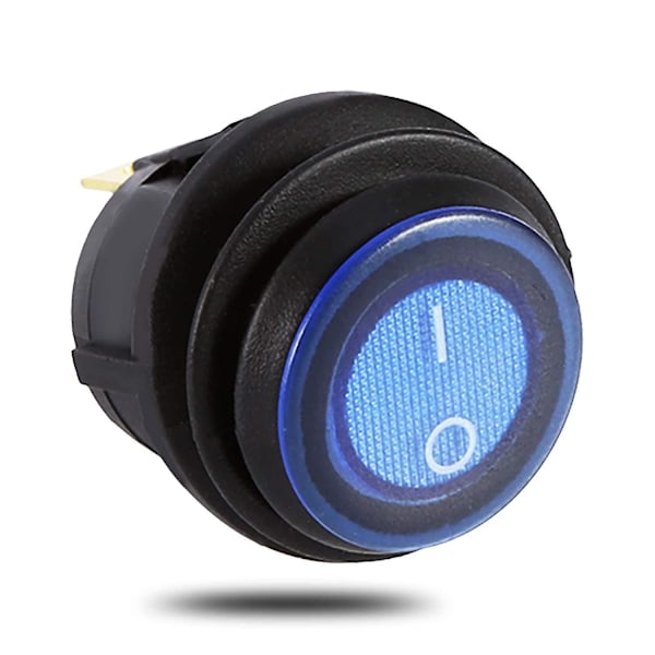 12V Vippströmbrytare, 12V 16A Auto LED Vippströmbrytare, Bil Strålkastare Växelströmbrytare Blått Ljus Rund Vippströmbrytare Strömbrytare Kontroll 3 Pin, 1 Pack