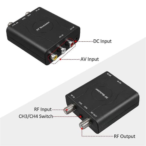 RF-modulator AV til RF-konverter M61A AV TIL RF CH3/CH4 Kanal Videoindgangsadapter til VHF-demodulator-konverter