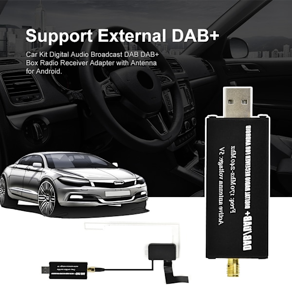 Universal DAB-modul til Android-bil - digital radio, radio, Android navigations-APP-kontrol (kun Europa)