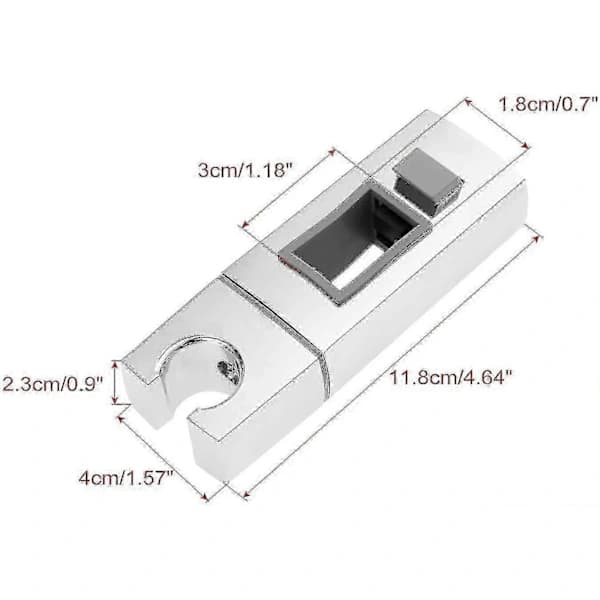 Skyvbart dusjhodeholder for stang 18 x 30 mm rektangulær, firkantet utskiftbar håndholdt dusjhodeholder, ABS krom dusjhodeholder...