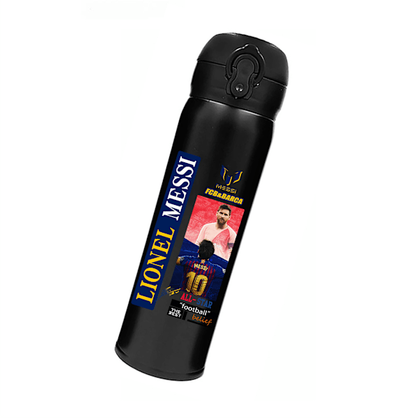 Ny rostfritt stål studskopp 500ml Messi termoskopp utomhus sportvattenkopp, perfekt present!