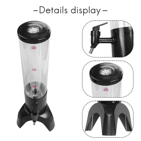 1,5 liters ölautomattorn Easy Clean integrerad kran med isrör och LED-ljus Clear Beverage Tower Dispenser