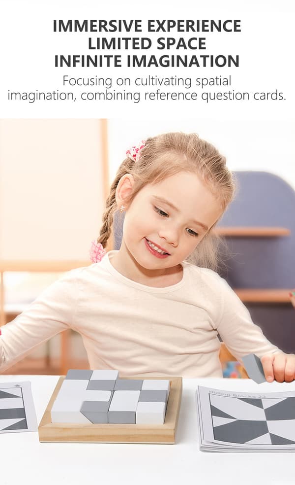 Träpussel för barn med dolda block - Baby Spatial Thinking Imagination Intellektuell Problemlösning Desktop Pusselspel