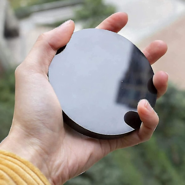 Svart obsidian speil, naturlig svart obsidian speil for Feng Shui med stativ, yoga energispeil interiør - MXBC