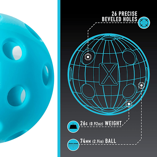 12 kpl Pickleball-verkkopussi, 26 reikää, PE-materiaali, korkea elastisuus, Wiffle-pallo